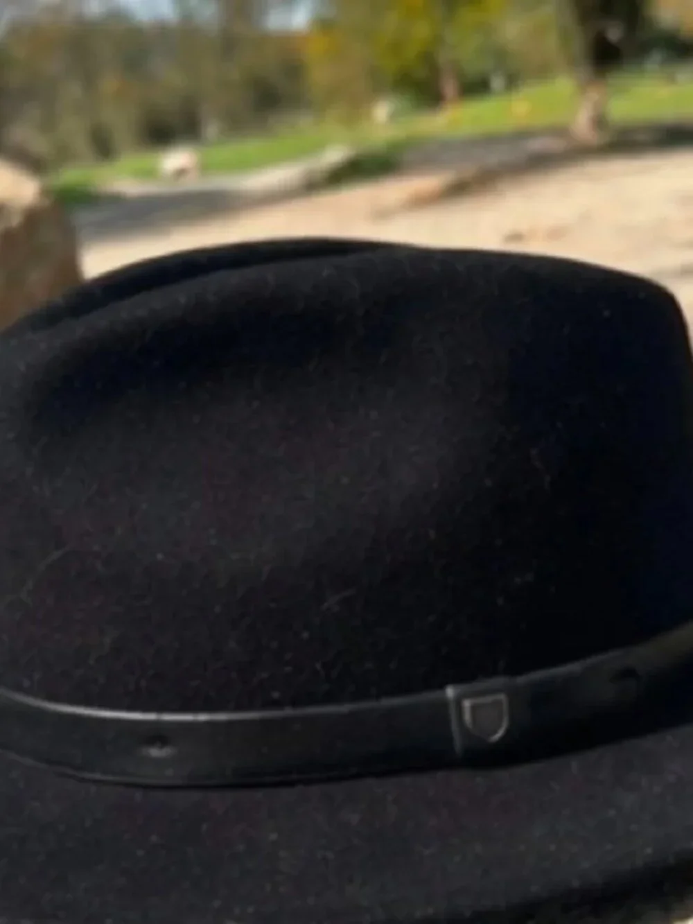 Brixton Men's Black Messer II Fedora Felt Wide Brim Adjustable Hat Size XL